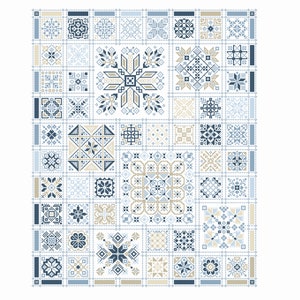 Winter Snowflake Sampler: Quaker Folk Art Cross Stitch Pattern (PDF Counted Chart 323)
