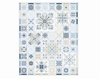 Campionatore di fiocchi di neve invernali: schema per punto croce di arte popolare quacchera (schema contato PDF 323)