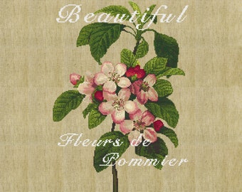 Rustic Apple Blossom Cross Stitch Pattern: Rustic Botanical Range (PDF Counted Chart 038)
