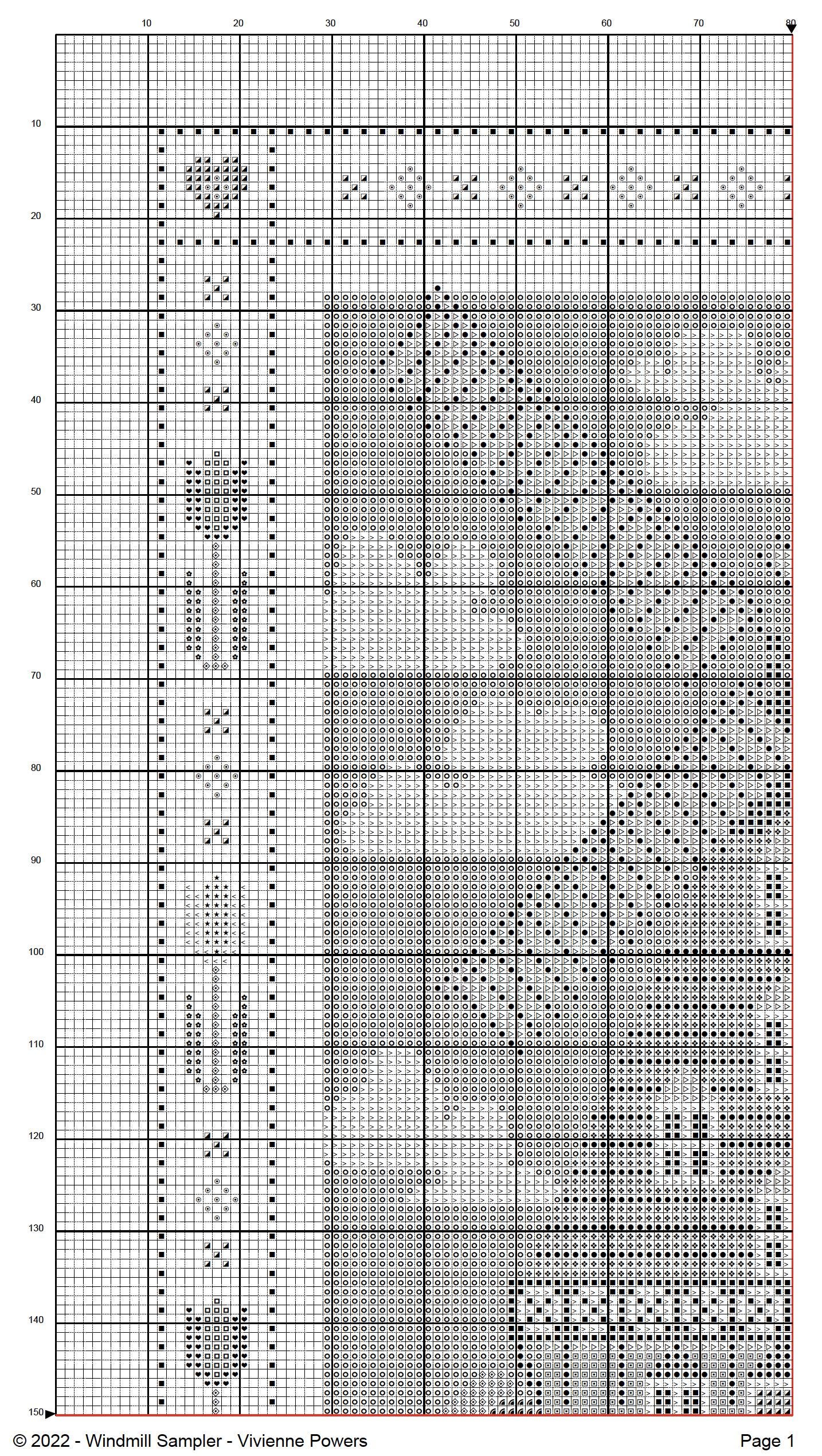 Dutch Windmill Cross Stitch Pattern: Tulip Border Alphabet Sampler