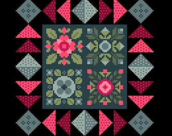 Patchwork Quilt Block Kreuzstich Muster (PDF 297 gezählt)