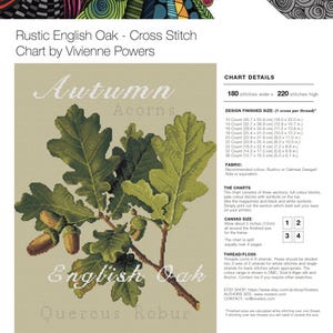 English Oak Acorns Cross Stitch Pattern: Rustic Botanical Range (PDF Counted Chart 036) image 5