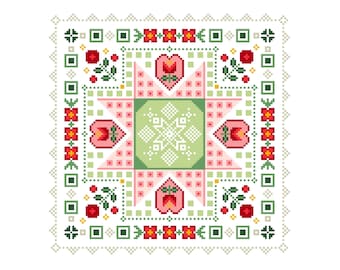 Kreuzstichmuster: 'Herzen und Rosen': Shabby Chic Mini Sampler (PDF 262)
