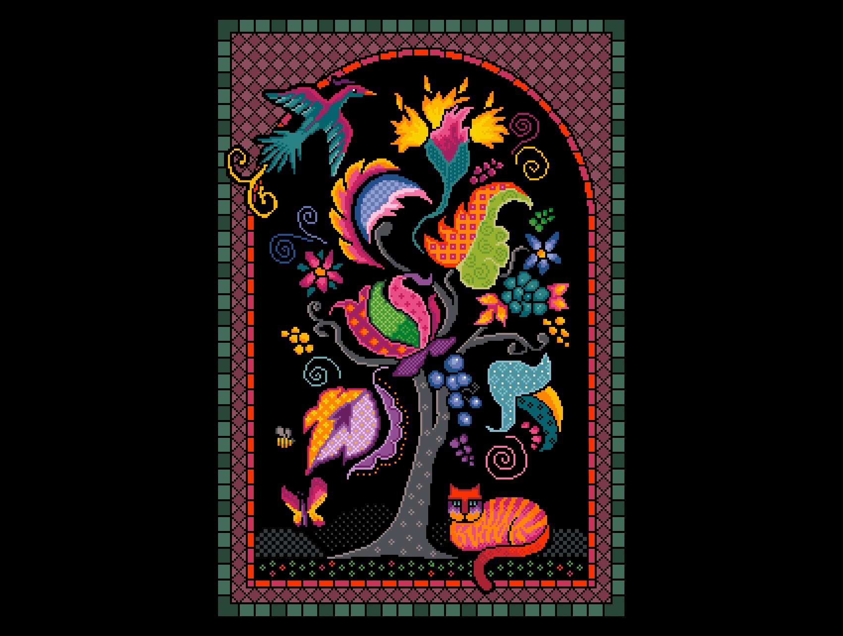 Tree of Life cross stitch/tapestry chart by Vivienne Powers Etsy