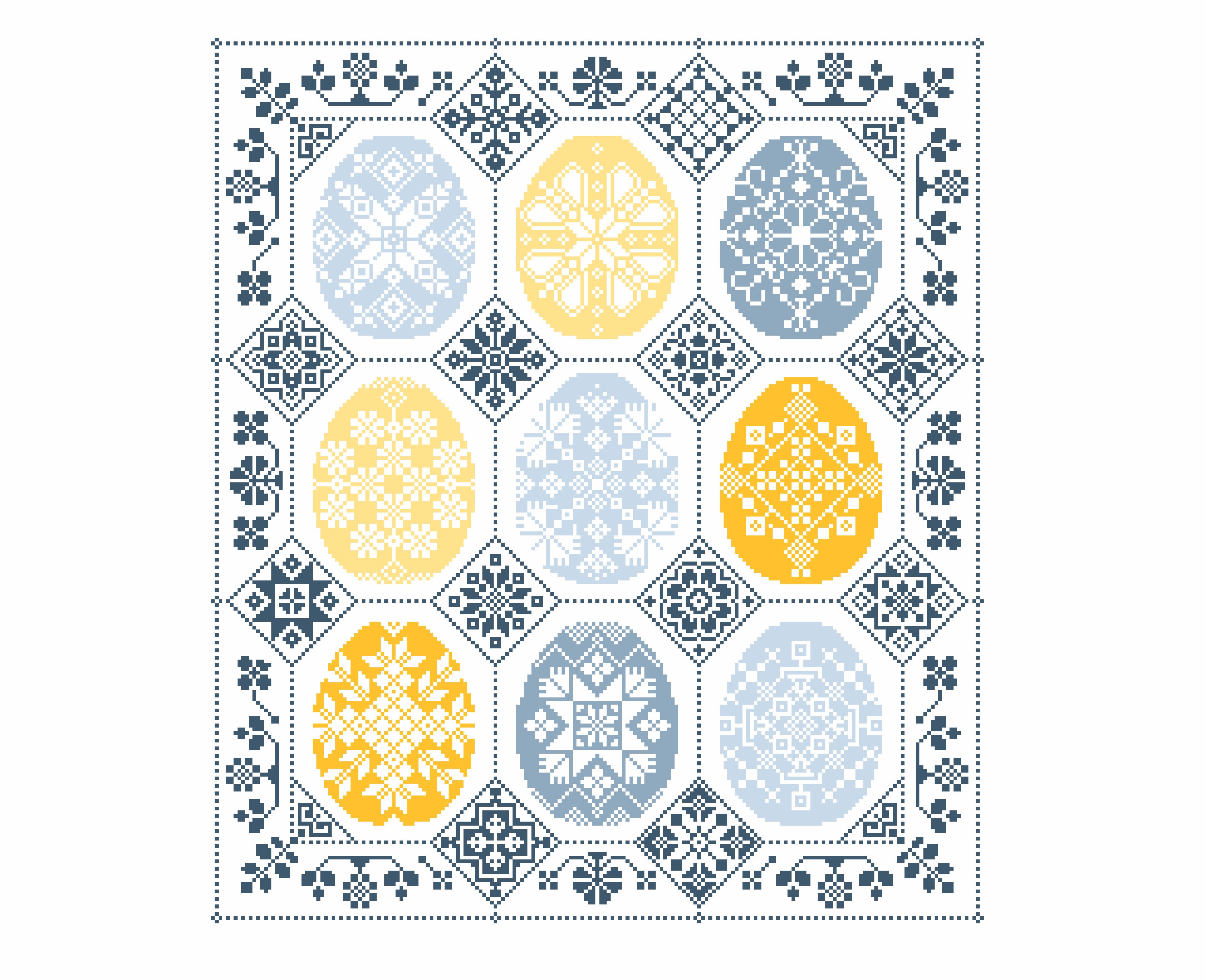 Easter Egg Hunt Cross Stitch Pattern: Quaker Spring Flower Sampler (PDF ...