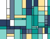Cross Stitch pattern Art Deco Piet Mondrian Style Cool colourway - Geometric - Art masters - PDF Easy counted chart 277B
