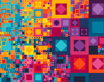 Abstract Geometric Squares Cross Stitch Pattern: Contemporary design (PDF Counted Chart 266)