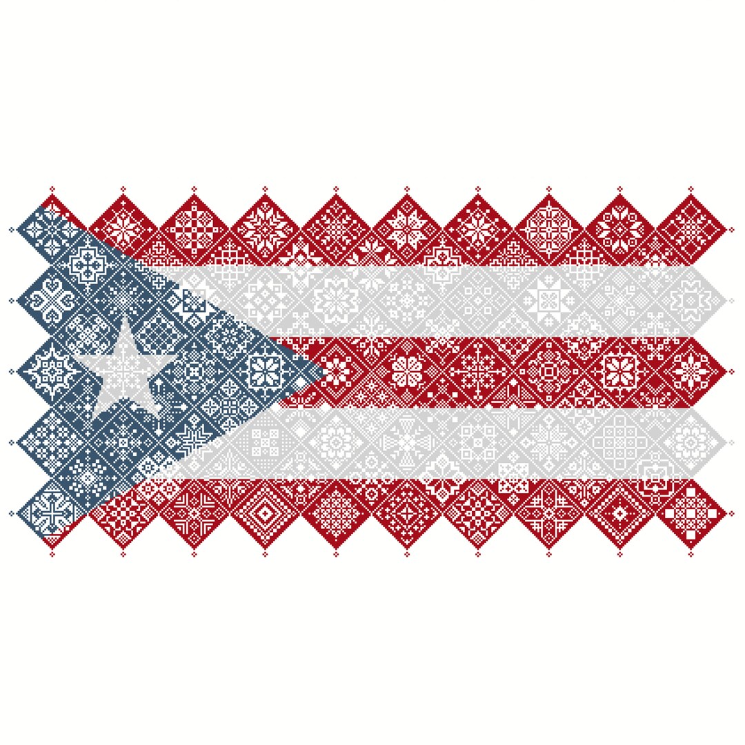 Puerto Rico Flag Cross Stitch Pattern: Quaker Sampler (PDF Counted ...