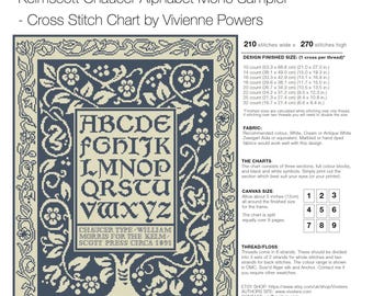 William Morris Kelmscott Chaucer Alphabet Cross Stitch Pattern