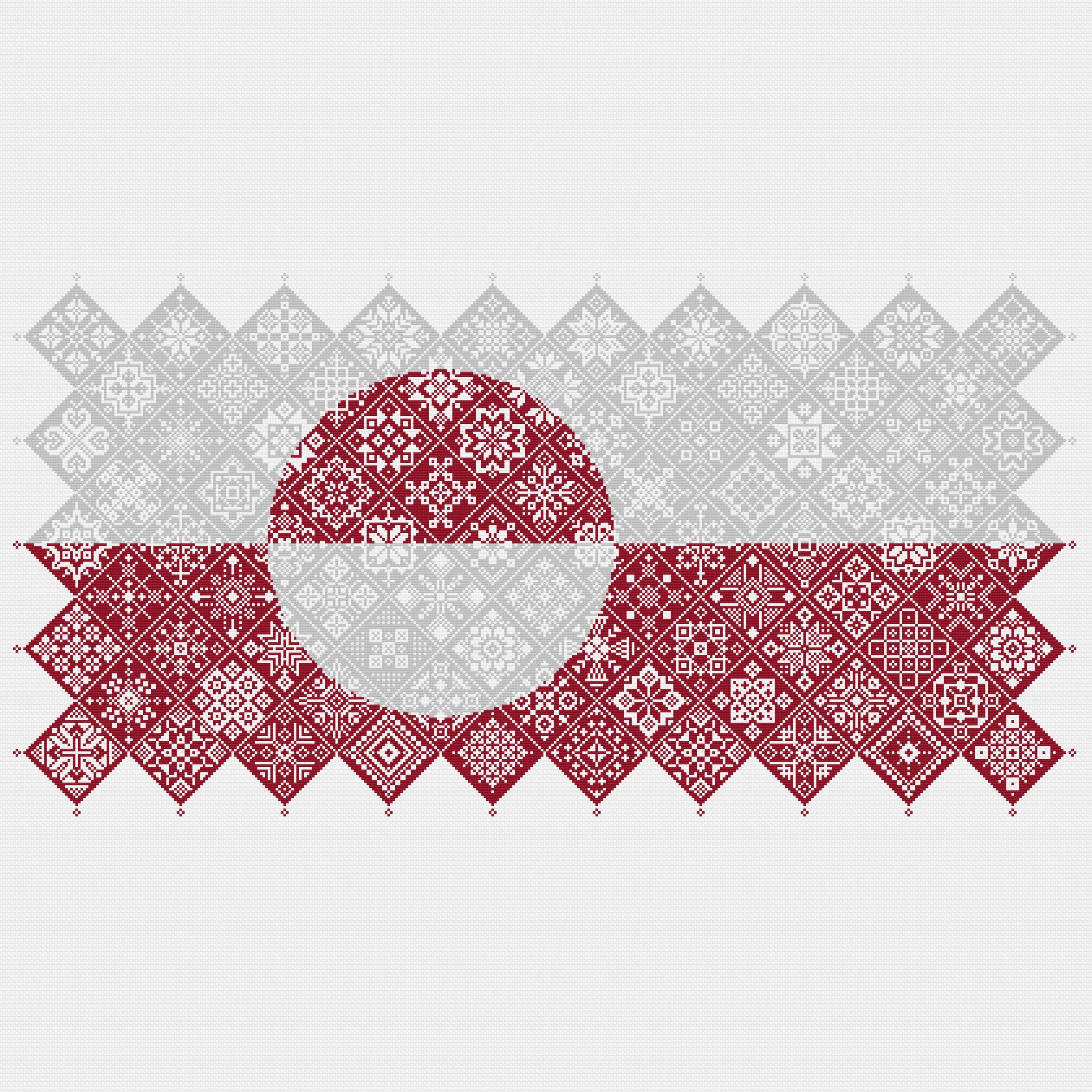 Greenland Flag Cross Stitch Pattern: Quaker Sampler (PDF Counted Chart ...