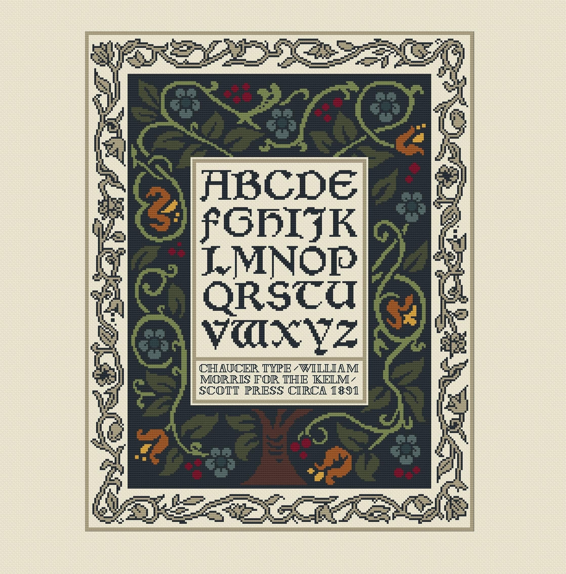 【希少】モンゴル民間工芸 図版集 ポートフォリオ 84枚 研究資料 crafts William Morris Alphabet Cross Stitch Pattern: Kelmscott Chaucer