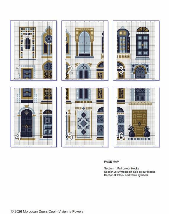 Blue Moroccan Doors Cross Stitch Pattern: Ottoman Architecture