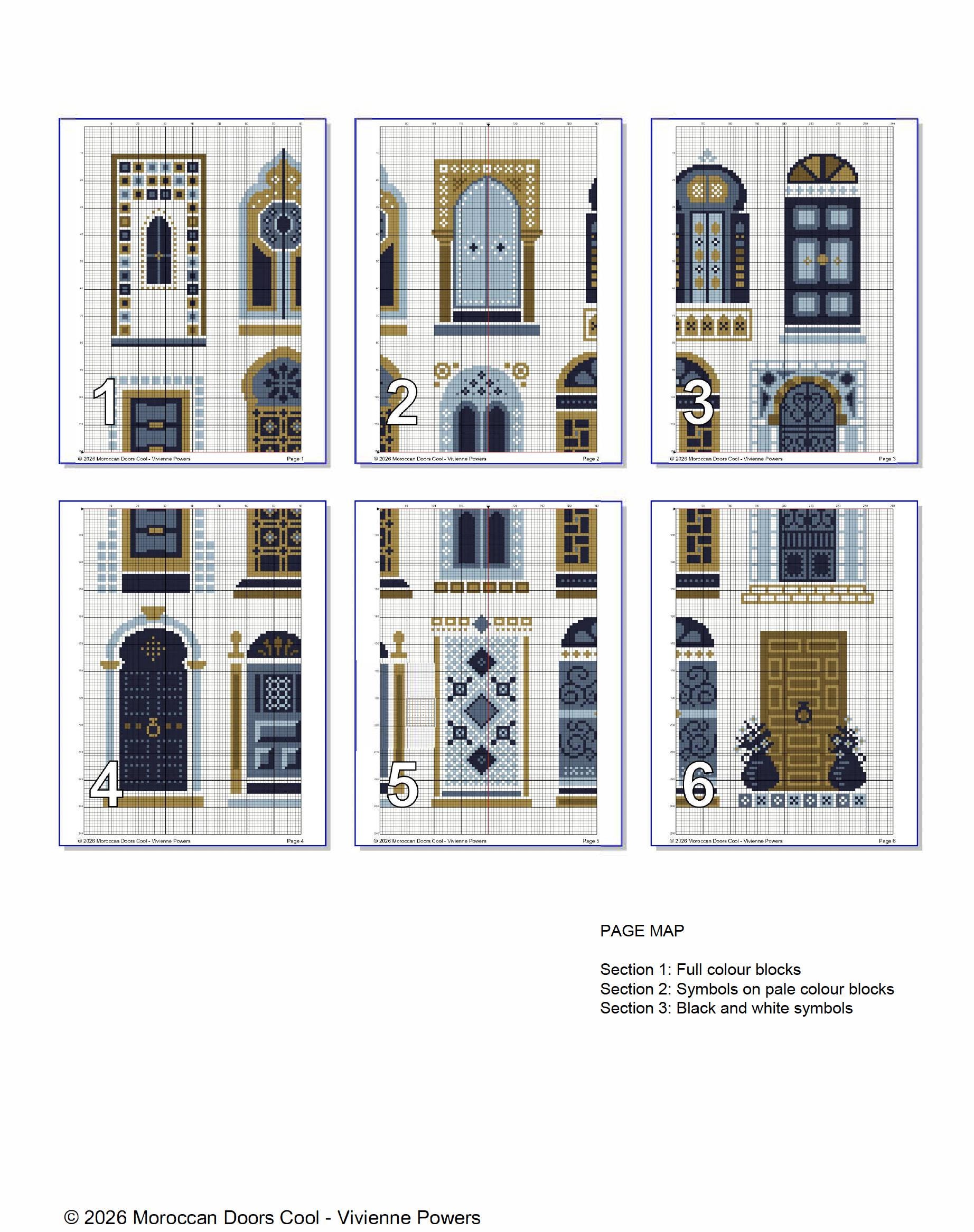 Blue Moroccan Doors Cross Stitch Pattern: Ottoman Architecture
