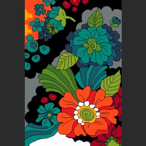 Groovy Flower Power Cross Stitch Pattern: Retro Floral Folk Art (PDF Counted Chart 148)