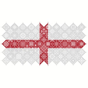 Cross Stitch Quaker Sampler Reino Unido St George's Cross England Flag azulejos patchwork cuadrados diseño patriótico por Vivsters, PDF contado gráfico 042STG