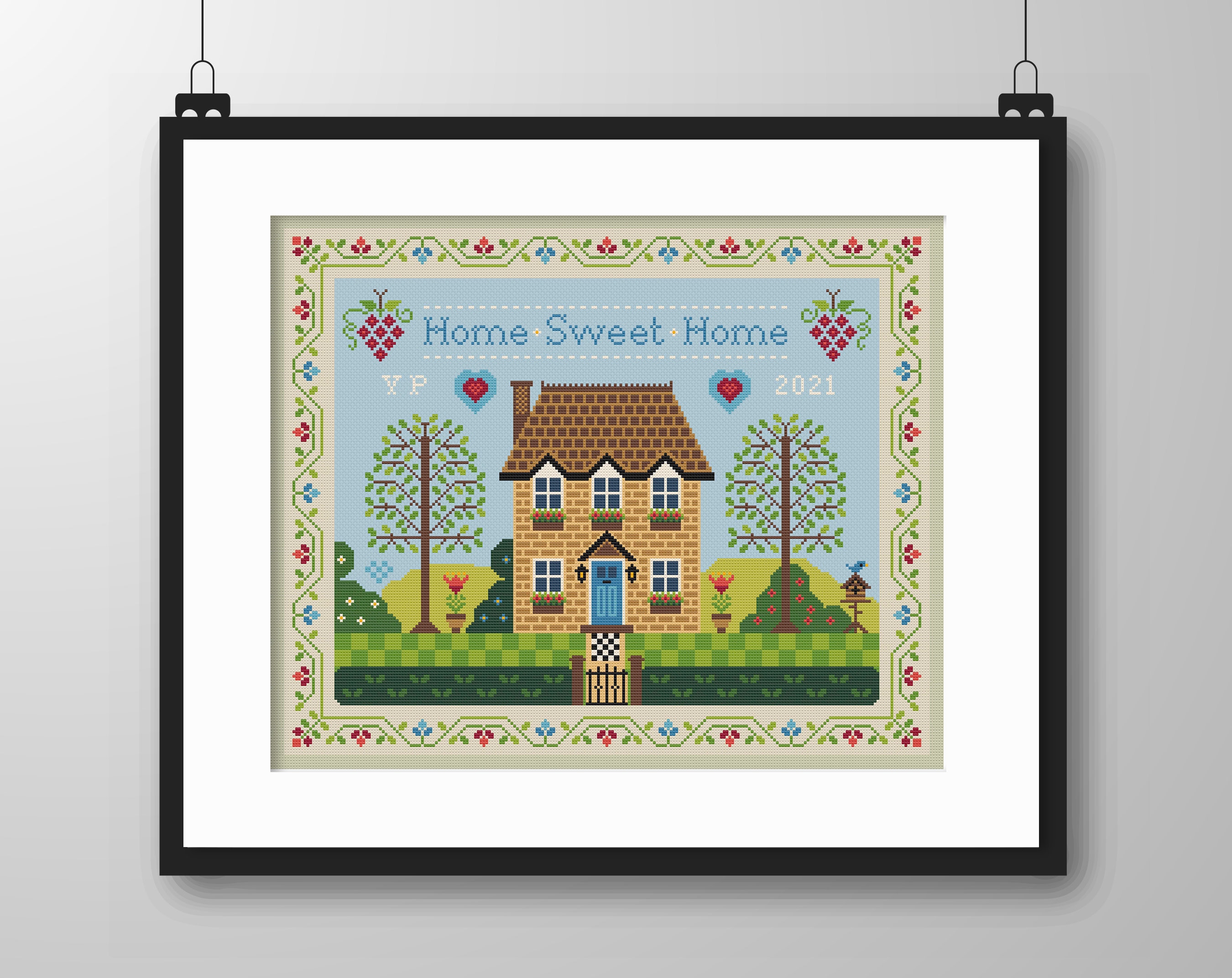 人気メーカー・ブランド クエーカー クロスステッチ サンプラー、Home Home Sweet 和洋裁材料