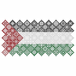 Cross Stitch Quaker Sampler Bandera Nacional Palestina azulejos patchwork cuadrados diseño patriótico por Vivsters, PDF contado gráfico 042PS