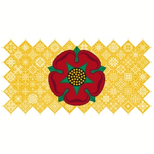 Patrón de punto de cruz Quaker Sampler Bandera del condado de Lancashire mosaico cuadrados diseño patriótico de Vivsters, gráfico contado PDF 042CLA