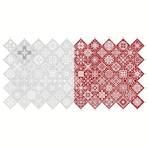 Patrón de punto de cruz Quaker Sampler Bandera de Malta George Cross azulejos mosaico cuadrados diseño patriótico por Vivsters PDF contado gráfico 042MT