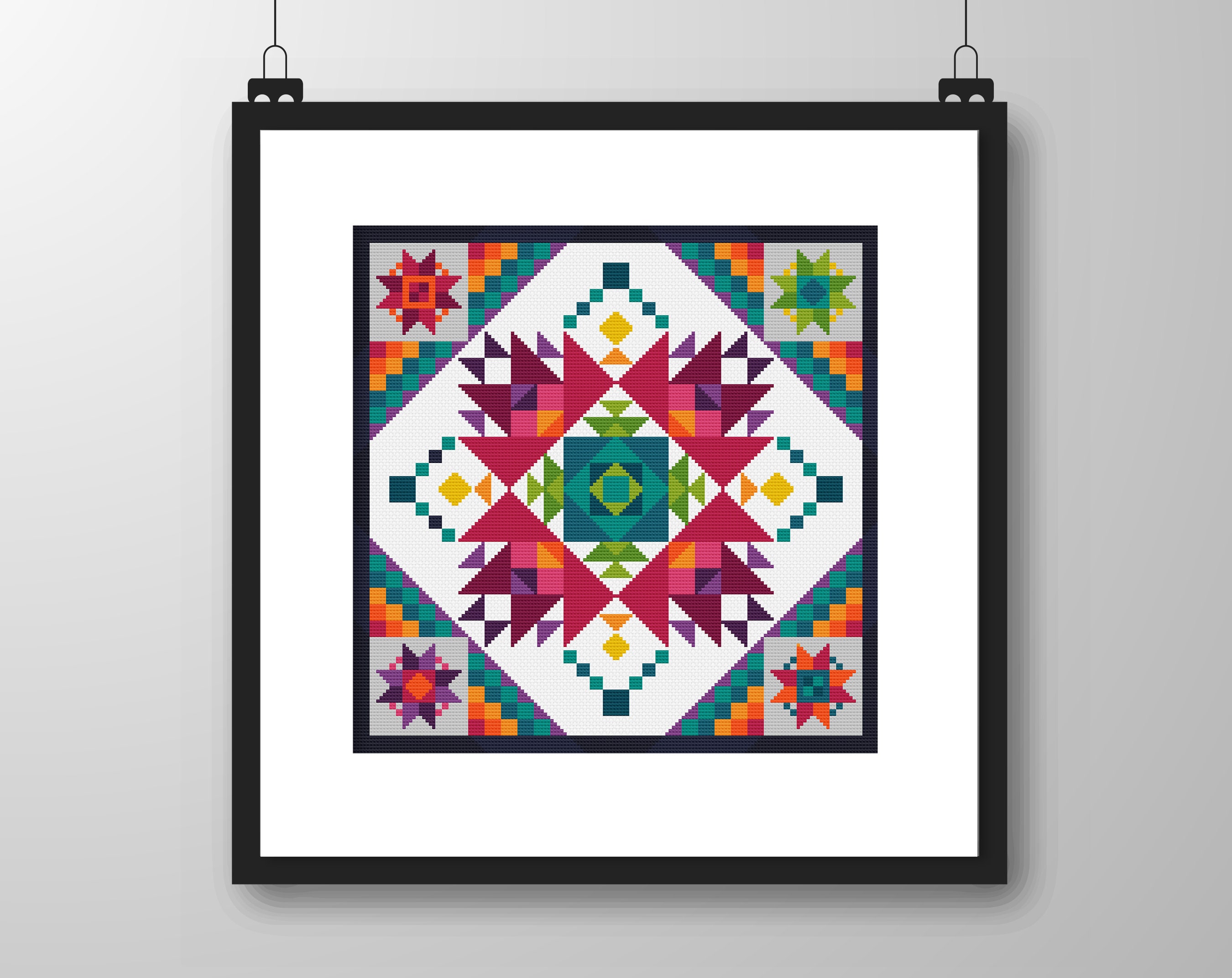 クロスステッチパターン 幾何学模様 シェイカー パッチワーク