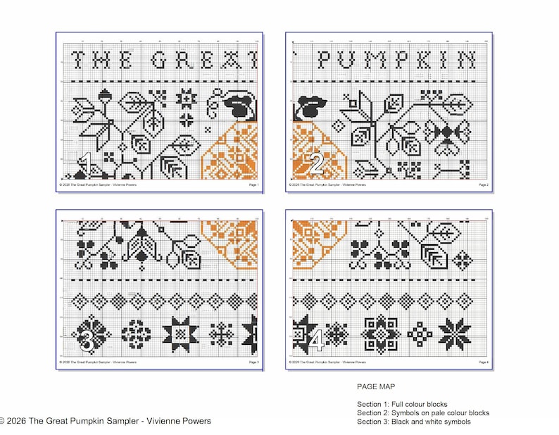 Halloween Pumpkin Quaker Cross Stitch Pattern (PDF Counted Chart 174 ...