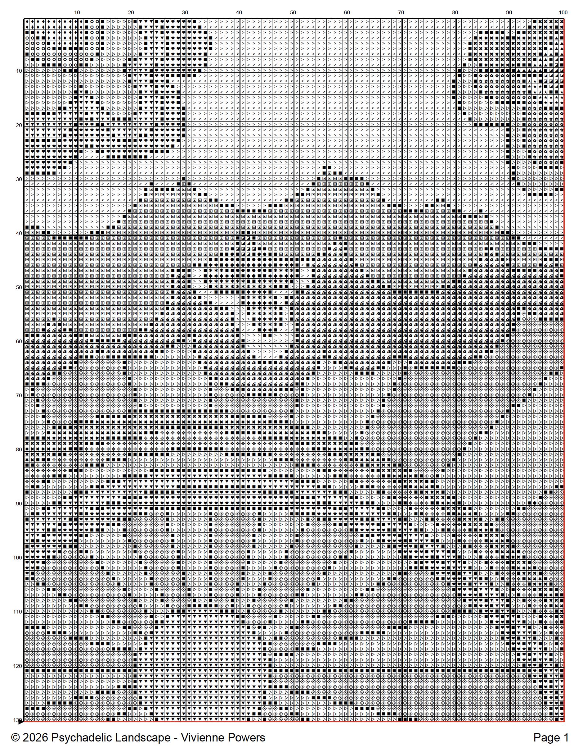 Psychedelic Rainbow Cross Stitch Pattern: 70s Flower Power
