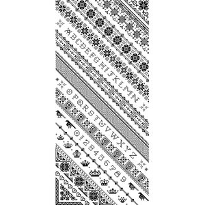 Twisted Diagonal Monotone Band Alphabet Long Sampler on White - cross stitch/tapestry PDF chart by Vivsters - Cross Stitch Pattern 002A