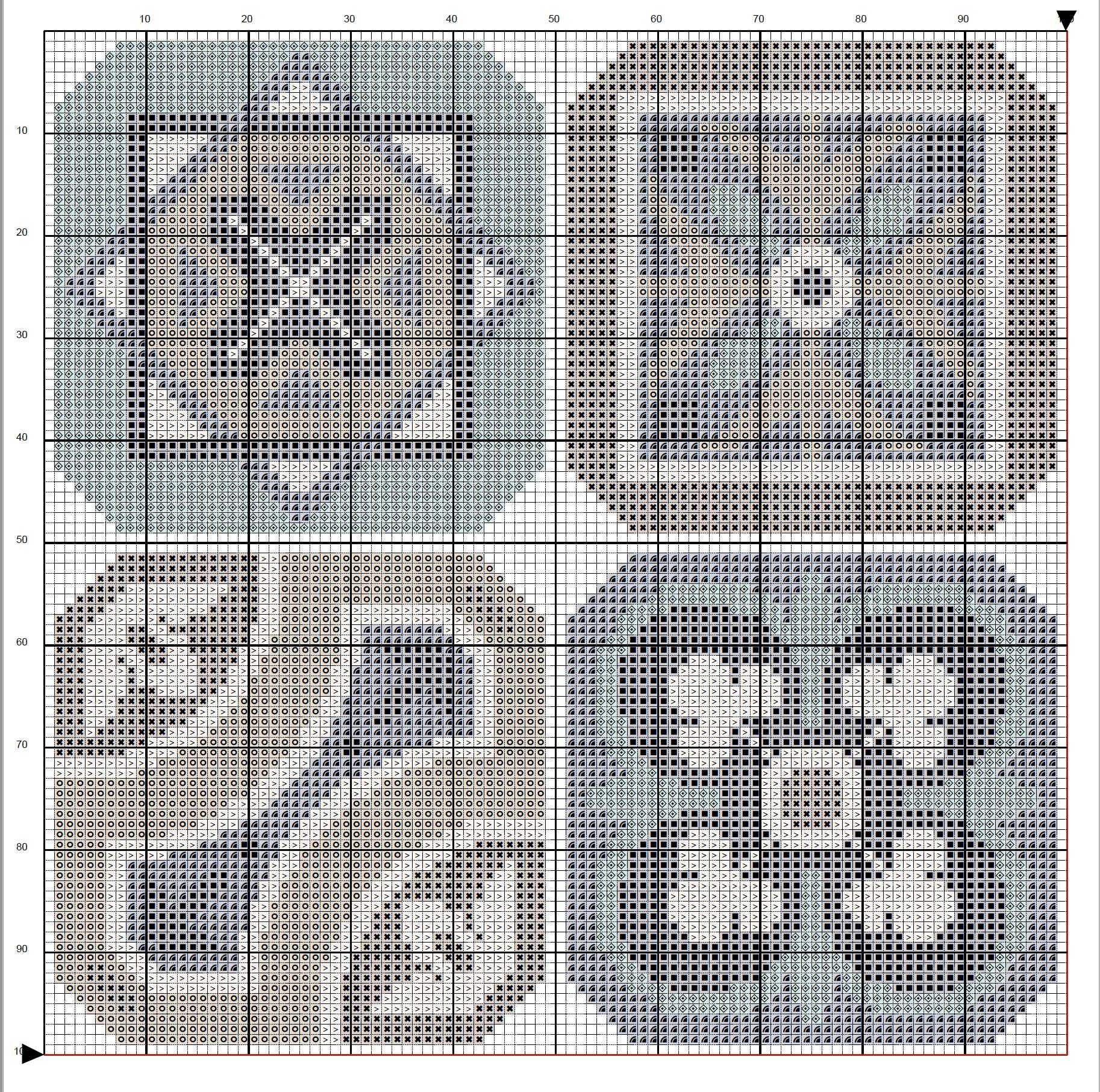 ブルーモロッコタイルクロスステッチパターン：オスマン帝国の民芸品