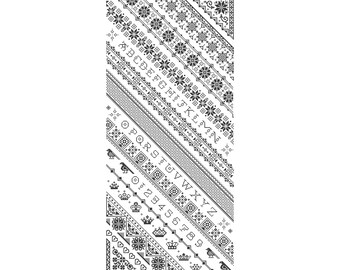 Alfabet kruissteekpatroon MONO: sampler diagonale band (PDF getelde grafiek 002A)