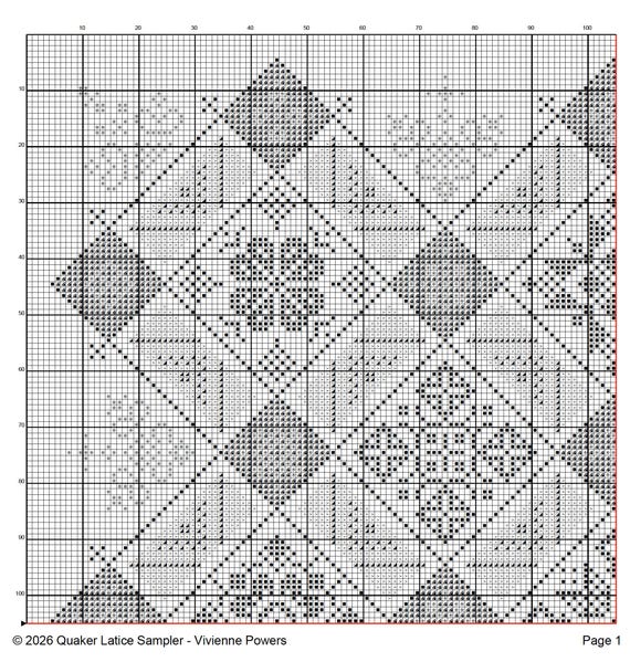 Quaker Diamond Cross Stitch Pattern: Ackworth Lattice Sampler (PDF