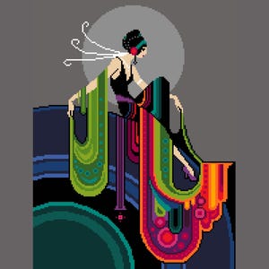 Art Deco Lady Cross Stitch Pattern: 1920s Style (PDF Counted Chart 249)