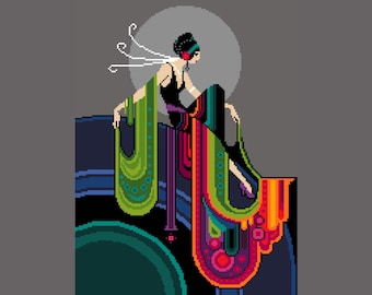 Art Deco Lady Cross Stitch Pattern: 1920s Style (PDF Counted Chart 249)