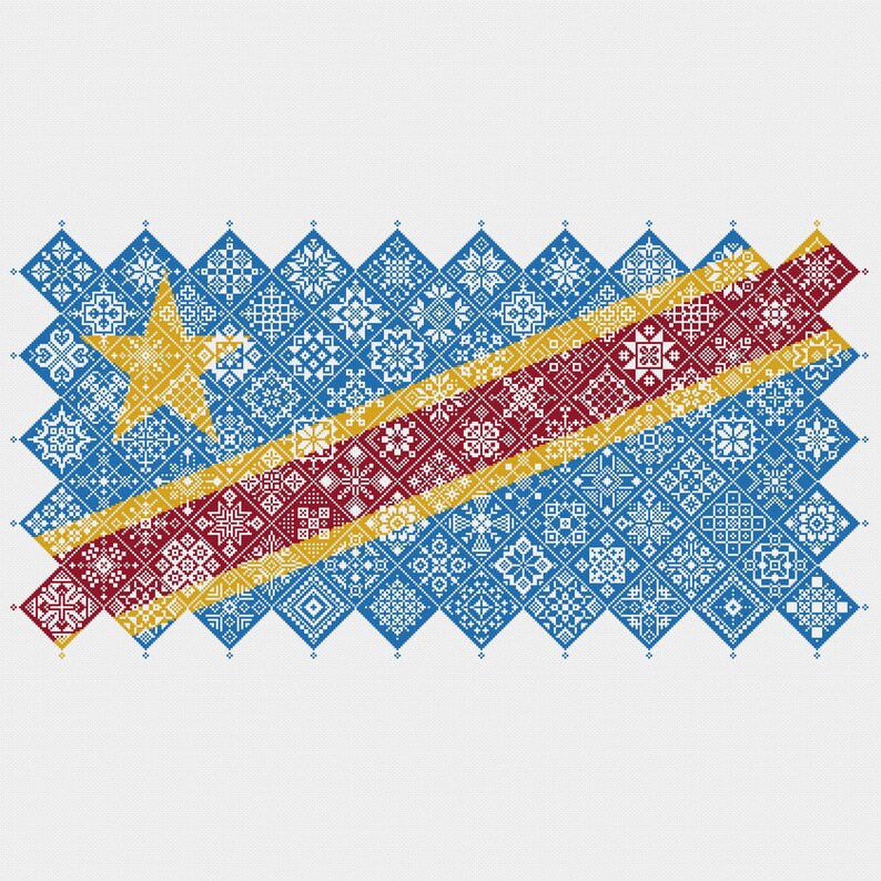 Democratic Republic of Congo Flag Cross Stitch Pattern: Quaker Sampler ...
