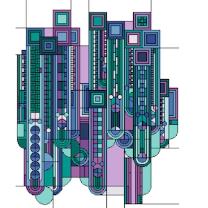 Padrão de ponto cruz Art Déco 1920 Saguaro Jewel colorway - Geométrico - Art masters - PDF contado gráfico 251C