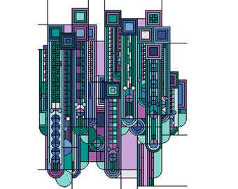 Cross Stitch pattern Art Deco 1920s Saguaro Jewel colourway - Geometric - Art masters - PDF counted chart 251C