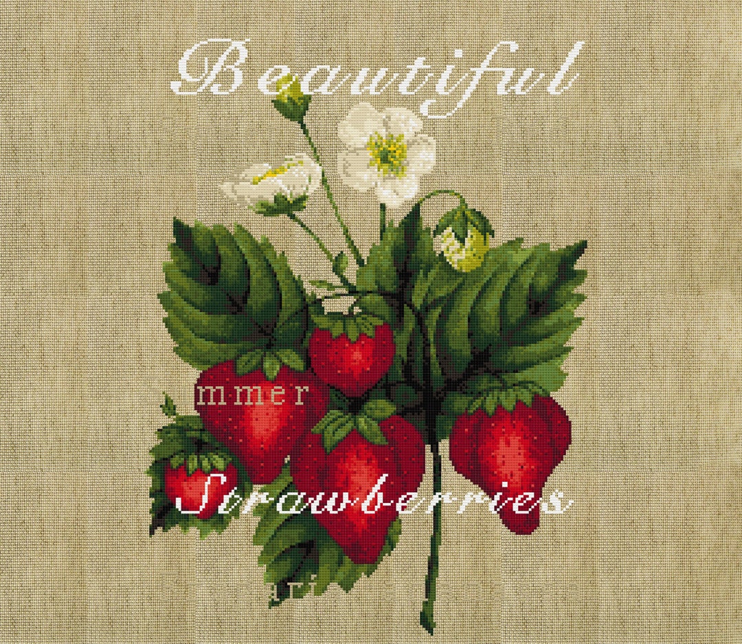 Rustic Strawberries Cross Stitch Chart: Shabby Chic Botanical Series ...