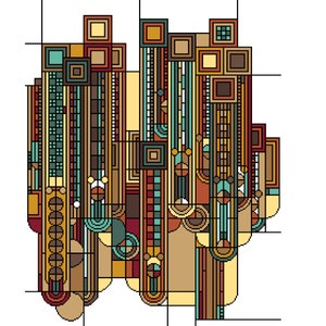 Padrão de ponto cruz Art Deco 1920 Saguaro Autumn-Brown colorway - Geométrico - Art masters - Gráfico contado em PDF 251D