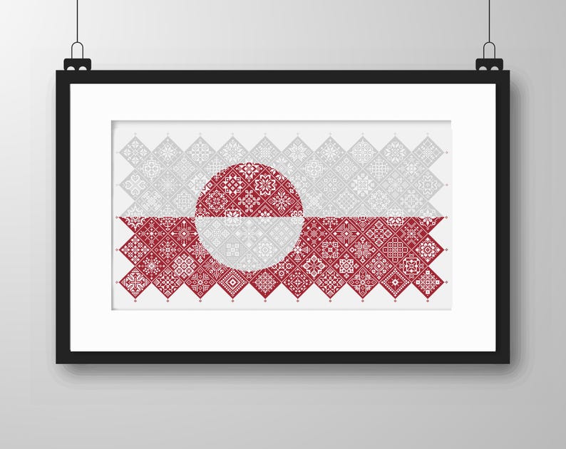 Greenland Flag Cross Stitch Pattern: Quaker Sampler (PDF Counted Chart ...