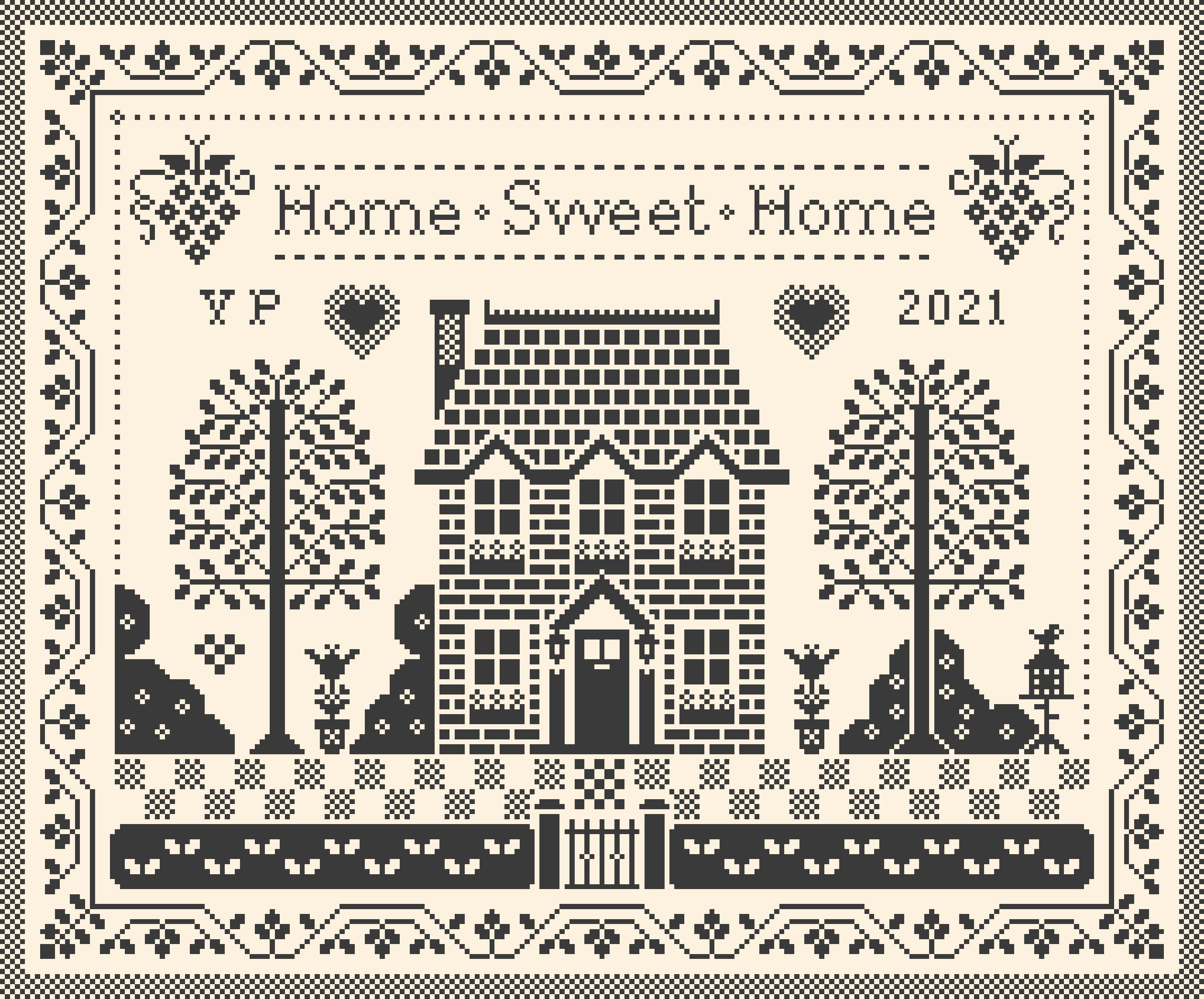 Home Sweet Home Cross Stitch Pattern Quaker Sampler: Blackwork (PDF Counted  Chart 215B) - Etsy, image size:3000x2490