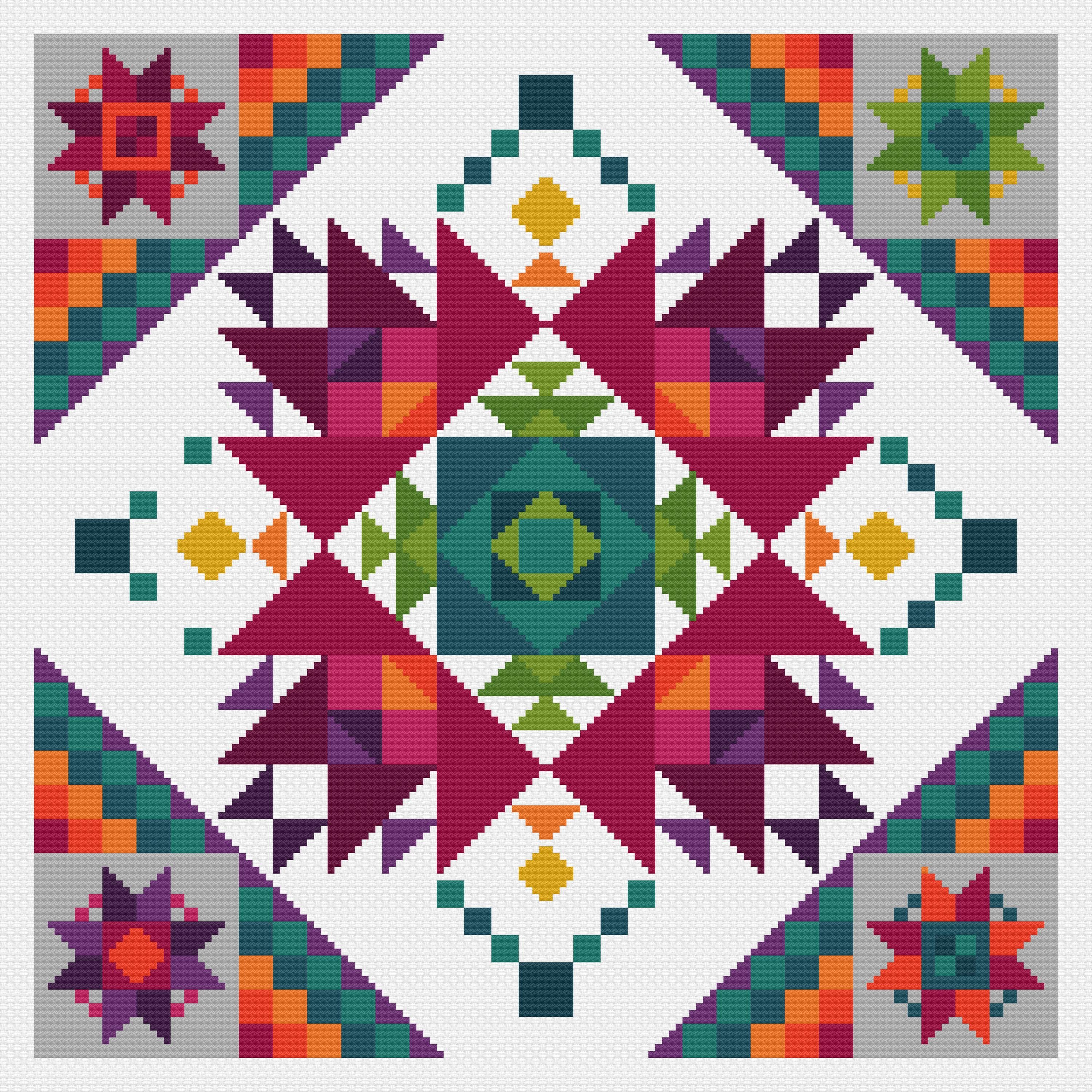 幾何学模様　アーミッシュキルト　生地　民族 幾何学模様 アーミッシュキルト 生地 民族