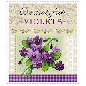 Cross stitch pattern - Beautiful Violets - A Victorian Sampler - cross stitch/tapestry chart by Vivienne Powers - 123A