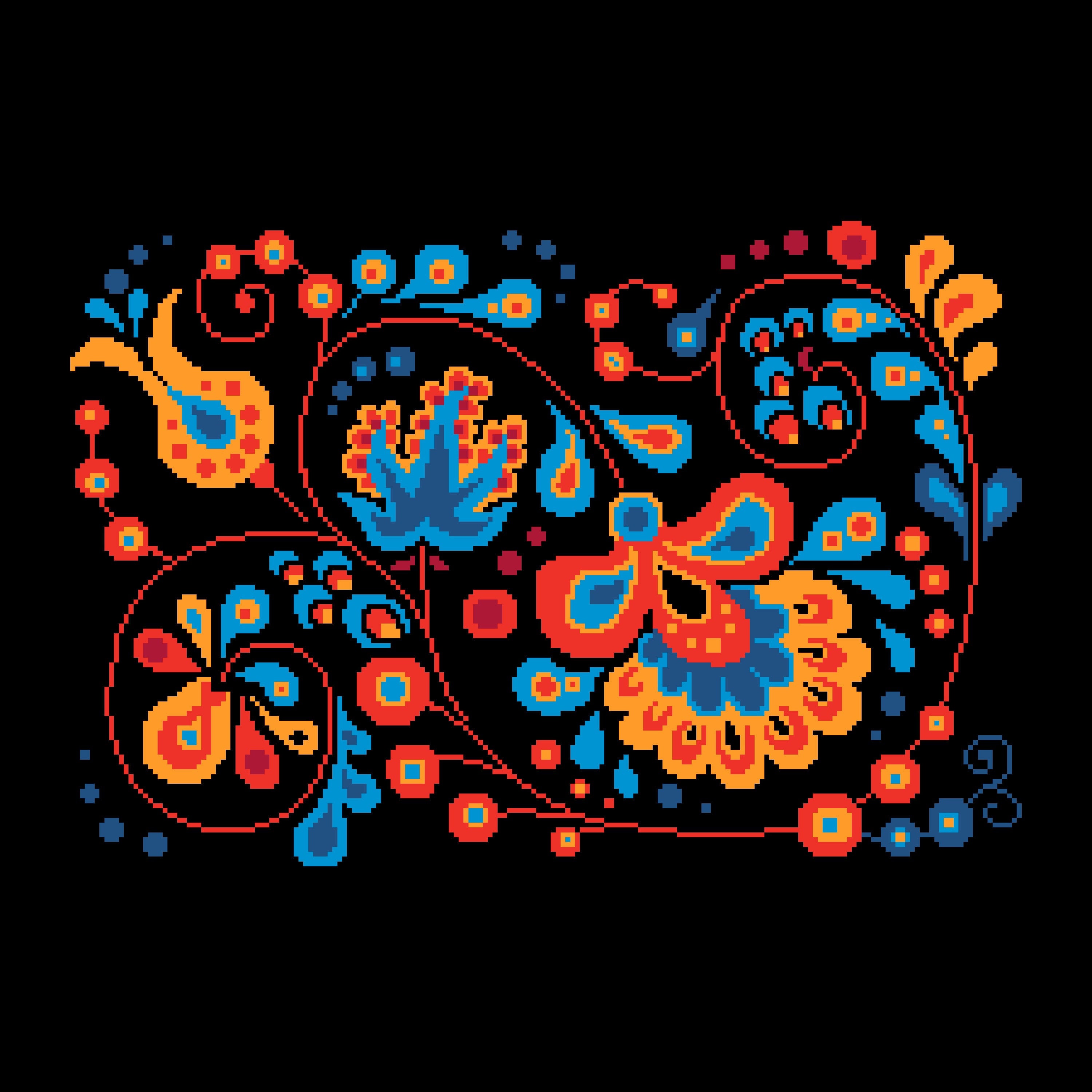 Russian Hohloma Folk Art Flowers - Cross Stitch/tapestry Chart by