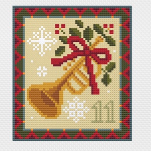 Schema punto croce 12 giorni di canti natalizi, mini grafico Piping dell'11° giorno Eleven Pipers, biglietto di auguri di Vivsters PDF grafico contato 094K