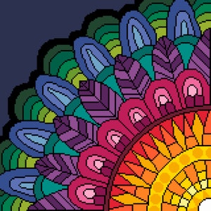 Cross stitch pattern - Fabulous Rainbow Sun Mandala - cross stitch/tapestry instant PDF download chart by Vivienne Powers - 076A