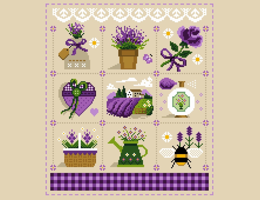 Cross Stitch Pattern Lavender Fields Bees and Nature A Victorian