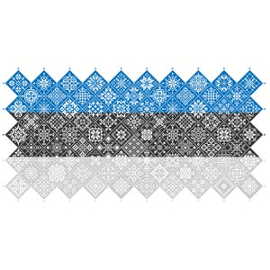 Cross Stitch Quaker Sampler Estonia Bandera Nacional mosaico cuadrados diseño patriótico por Vivsters, PDF contado gráfico 042EE