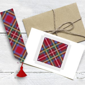 Tartan Royal Stewart Mini padrão de ponto cruz xadrez marcador e porta-copos de cartões de felicitações gráfico de download de PDF por Vivsters 169D