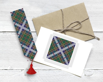 Tartan Pringle Mini Cross stitch pattern plaid Bookmark and greetings card coaster PDF download chart by Vivsters 169F