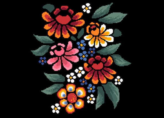 Mosaic Mexican Folk Art Flowers Cross Stitch/tapestry Instant PDF Download  Chart by Vivienne Powers Cross Stitch Pattern 116 - Etsy