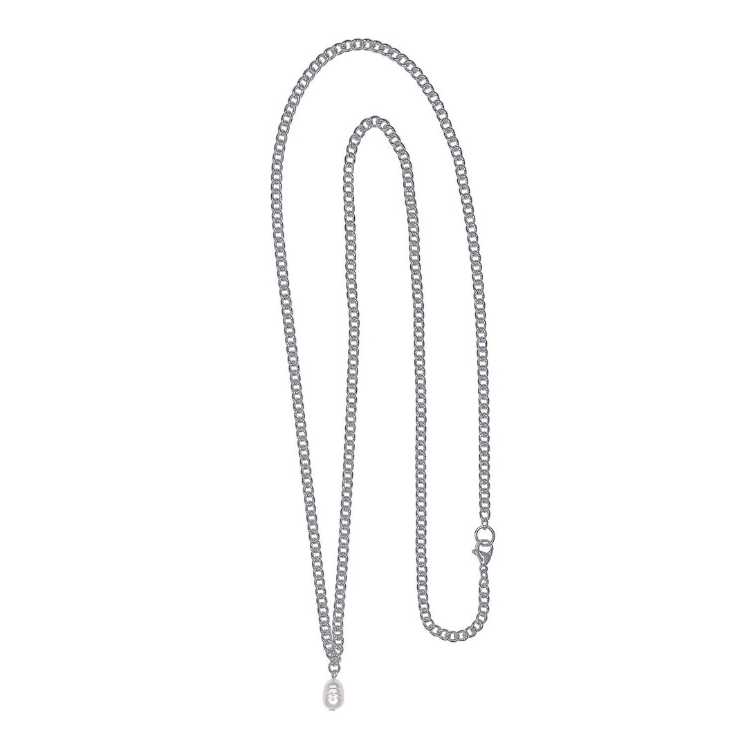 PEARL CHARM CURB CHAIN NECKLACE main image 0